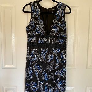 Aidan Mattox elegant beaded cocktail dress, deep V with sheer panel
